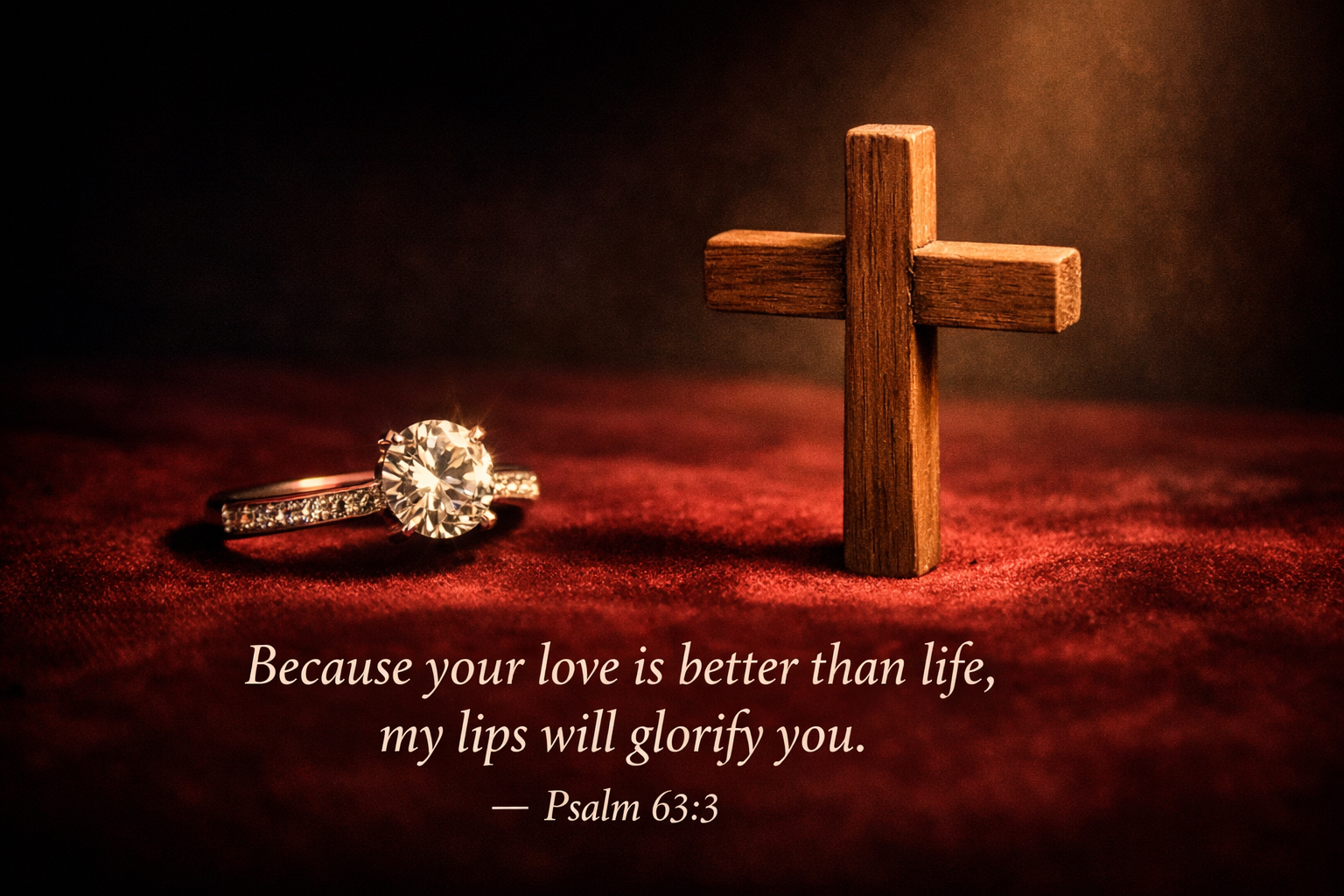 Psalm 63:3 -- Better Than Life Diamond and Cross Wallpaper